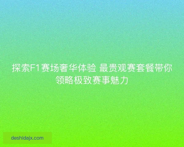 探索F1赛场奢华体验 最贵观赛套餐带你领略极致赛事魅力